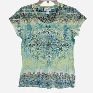 y2k fairy grunge green blue bling burnout tee